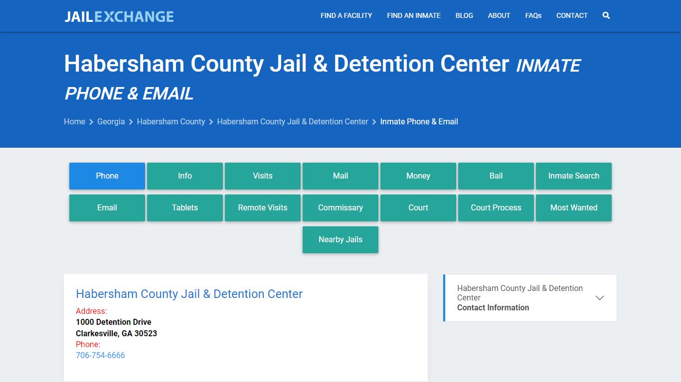 Inmate Phone - Habersham County Jail & Detention Center, GA