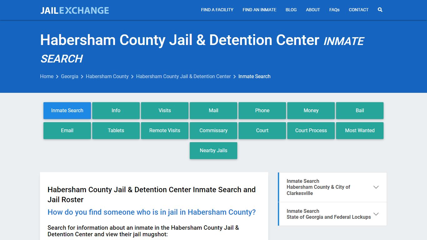 Habersham County Jail & Detention Center Inmate Search